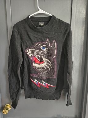 Diesel Black Graphic Crewneck Sweater - Wolf Motif